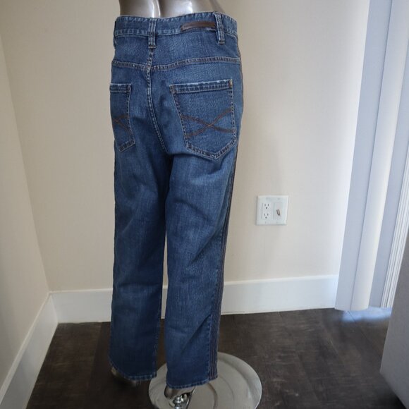 Brunello Cucinelli Jeans Monili Track Blue Denim Wide Leg Relaxed 32x28 Size 6 - Picture 9 of 13